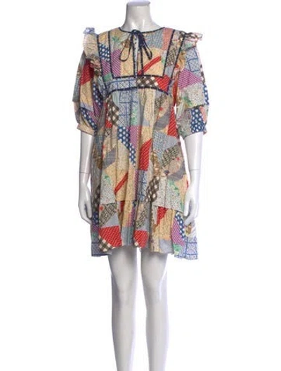 Pre-owned Hunter Printed Long Dress In Neutrals