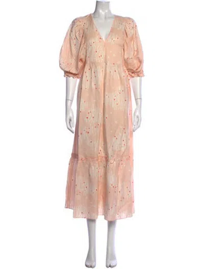 Pre-owned Hunter Printed Long Dress In Neutrals