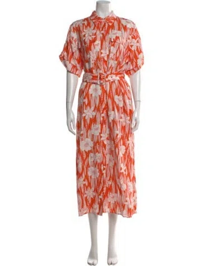 Pre-owned Hunter Printed Long Dress In Orange