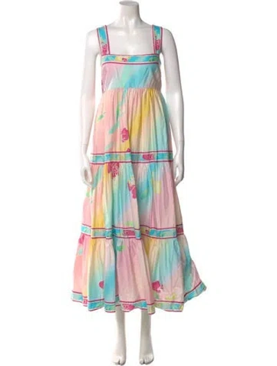 Pre-owned Hunter Printed Long Dress In Pink