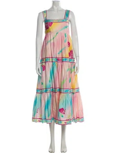 Pre-owned Hunter Printed Long Dress In Pink