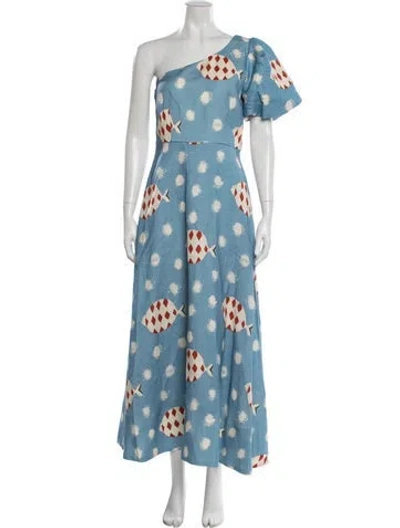 Pre-owned Hunter Printed Long Dress W/ Tags In Blue