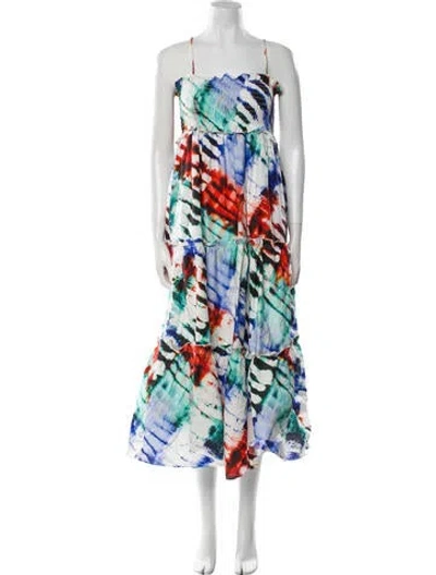 Pre-owned Hunter Printed Long Dress In White