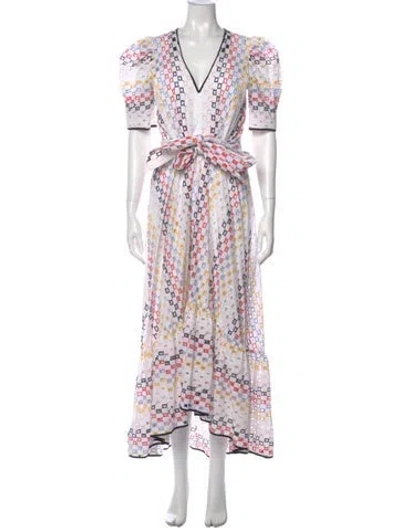 Pre-owned Hunter Printed Long Dress In White