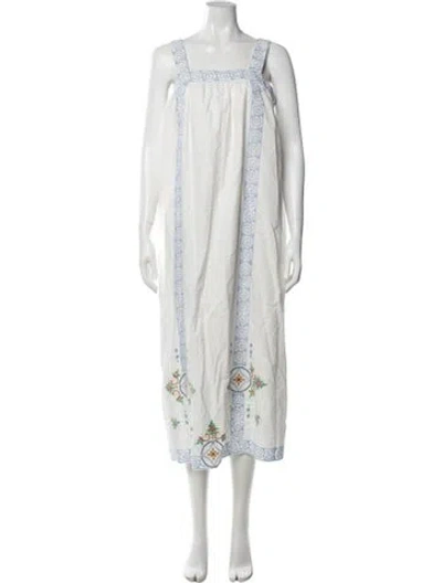 Pre-owned Hunter Printed Long Dress In White