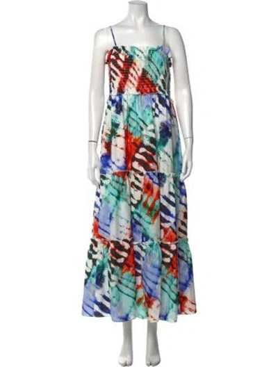 Pre-owned Hunter Printed Long Dress In White
