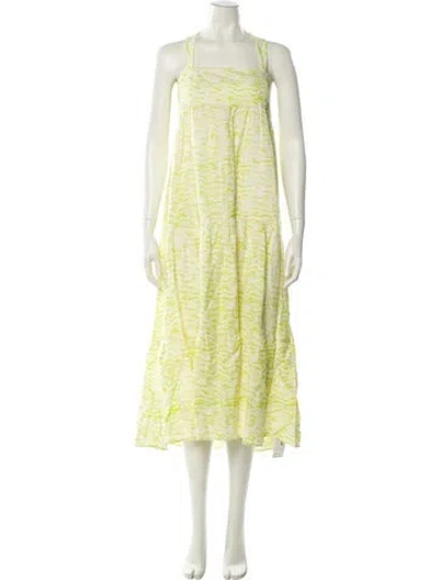 Pre-owned Hunter Printed Long Dress In Yellow