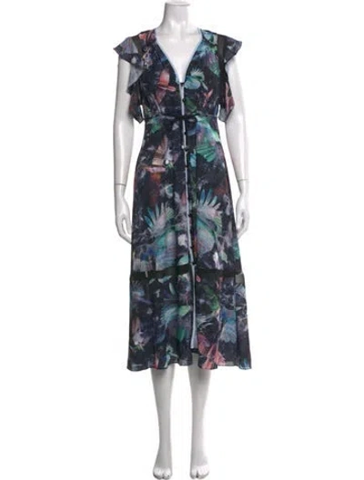 Pre-owned Hunter Printed Midi Length Dress In Black