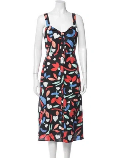 Pre-owned Hunter Printed Midi Length Dress In Black