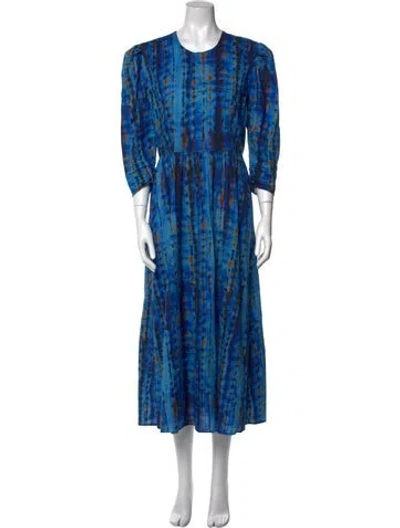 Pre-owned Hunter Printed Midi Length Dress In Blue