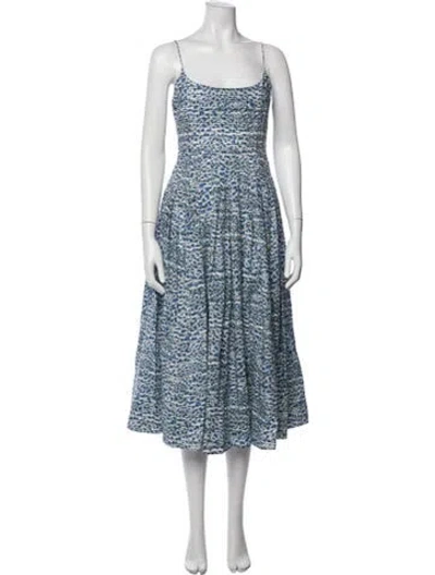 Pre-owned Hunter Printed Midi Length Dress In Blue