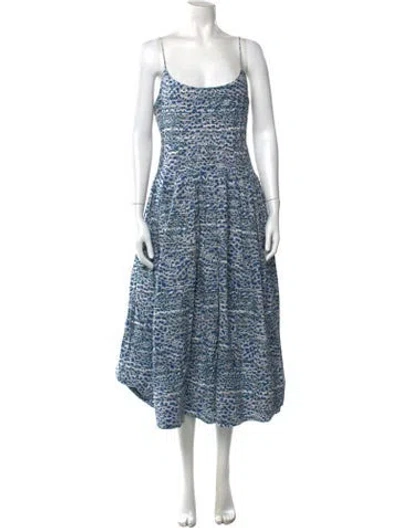 Pre-owned Hunter Printed Midi Length Dress In Blue