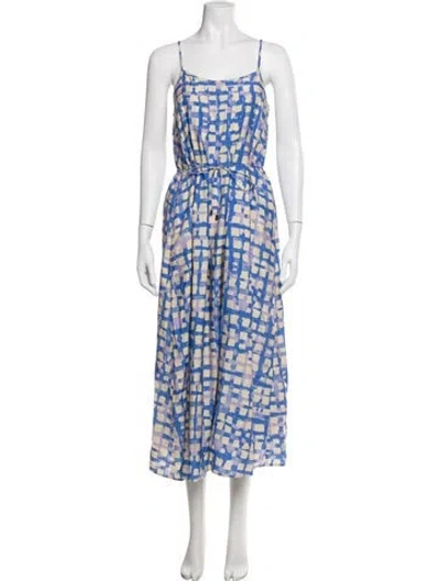 Pre-owned Hunter Printed Midi Length Dress In Blue