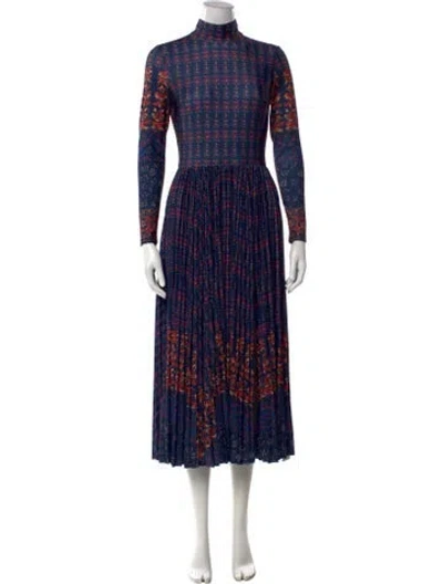 Pre-owned Hunter Printed Midi Length Dress In Blue