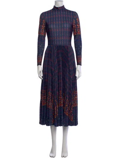 Pre-owned Hunter Printed Midi Length Dress In Blue