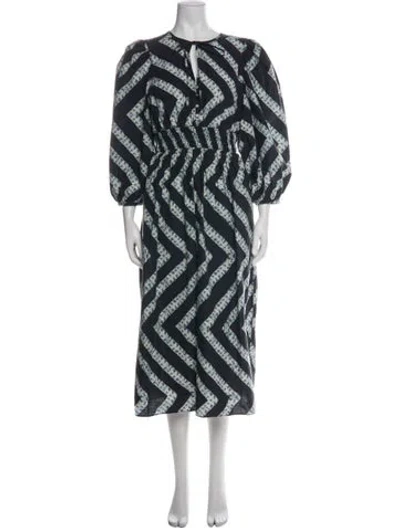Pre-owned Hunter Printed Midi Length Dress In Green