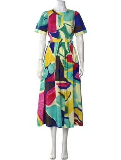 Pre-owned Hunter Printed Midi Length Dress In Green