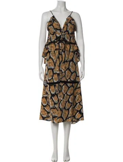 Pre-owned Hunter Printed Midi Length Dress In Multi