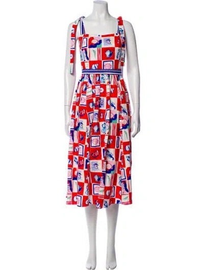 Pre-owned Hunter Printed Midi Length Dress In Multi