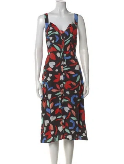 Pre-owned Hunter Printed Midi Length Dress In Multi