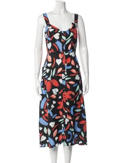 Pre-owned Hunter Printed Midi Length Dress In Multi