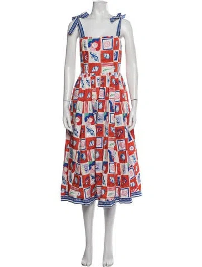 Pre-owned Hunter Printed Midi Length Dress In Multicolor