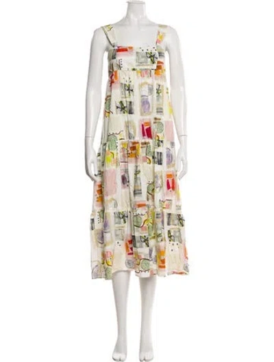 Pre-owned Hunter Printed Midi Length Dress In Neutral