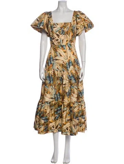 Pre-owned Hunter Printed Midi Length Dress In Neutral