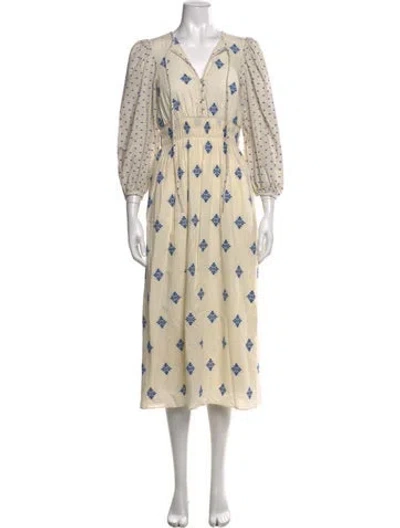 Pre-owned Hunter Printed Midi Length Dress In Neutrals