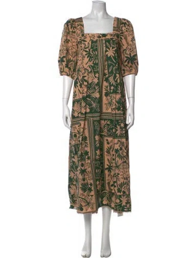 Pre-owned Hunter Printed Midi Length Dress In Neutrals