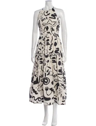 Pre-owned Hunter Printed Midi Length Dress In Neutrals
