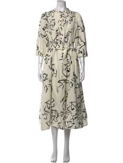 Pre-owned Hunter Printed Midi Length Dress In Neutrals