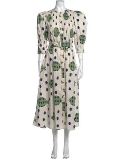 Pre-owned Hunter Printed Midi Length Dress In Neutrals