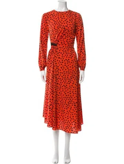 Pre-owned Hunter Printed Midi Length Dress In Orange