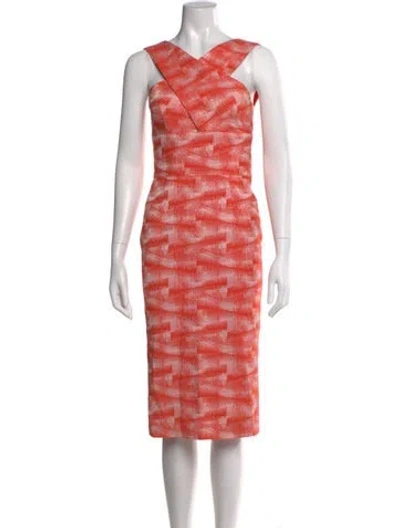 Pre-owned Hunter Printed Midi Length Dress In Orange