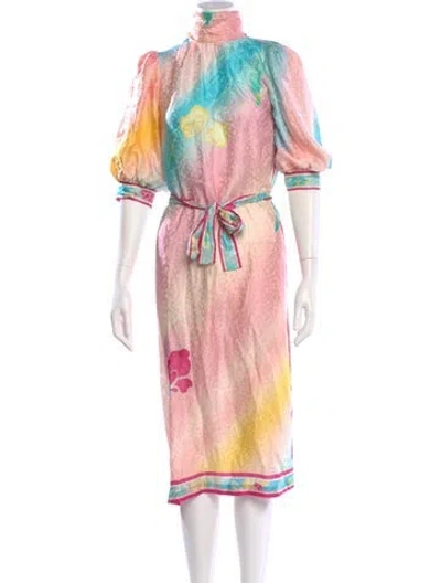 Pre-owned Hunter Printed Midi Length Dress In Pink