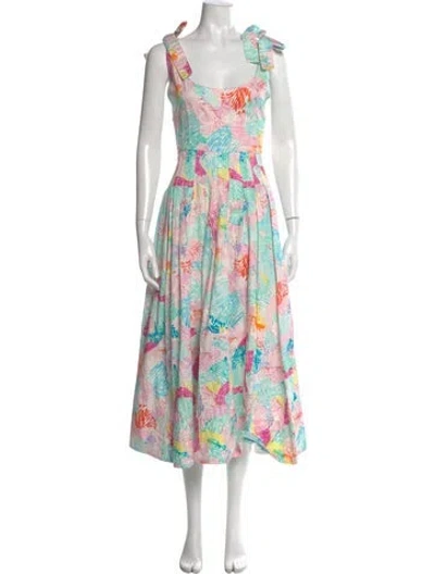 Pre-owned Hunter Printed Midi Length Dress In Pink