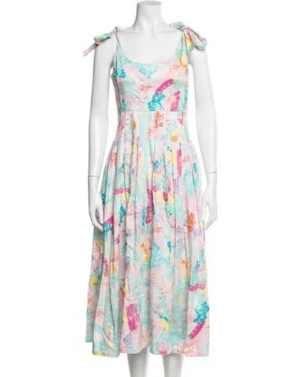 Pre-owned Hunter Printed Midi Length Dress In Pink