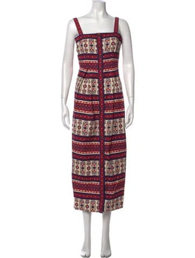 Pre-owned Hunter Printed Midi Length Dress In Red