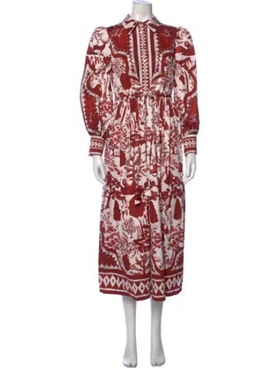 Pre-owned Hunter Printed Midi Length Dress In Red