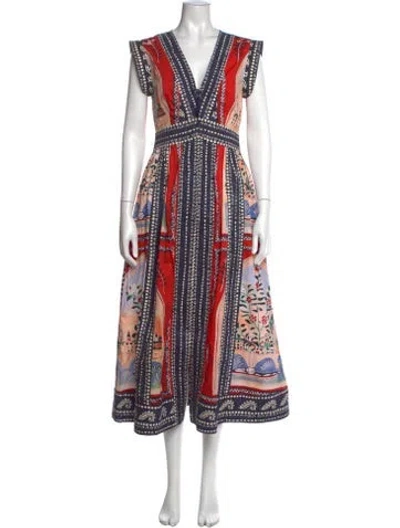 Pre-owned Hunter Printed Midi Length Dress W/ Tags In Blue