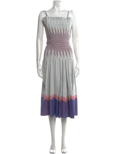 Pre-owned Hunter Printed Midi Length Dress W/ Tags In White
