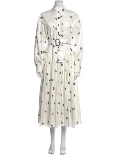 Pre-owned Hunter Printed Midi Length Dress In White