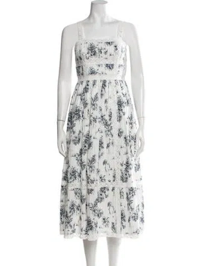 Pre-owned Hunter Printed Midi Length Dress In White