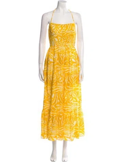 Pre-owned Hunter Printed Midi Length Dress In Yellow
