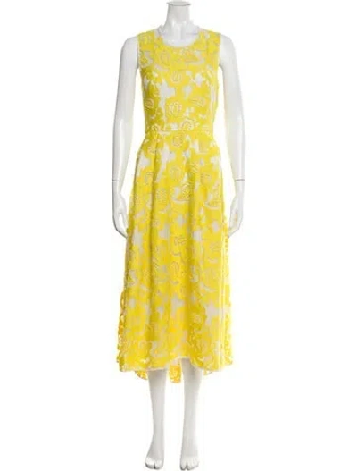 Pre-owned Hunter Printed Midi Length Dress In Yellow