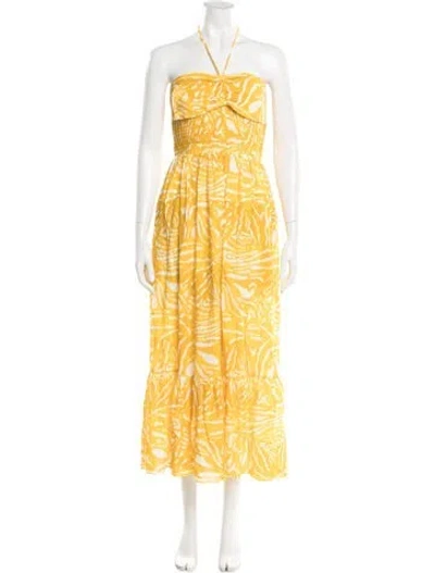 Pre-owned Hunter Printed Midi Length Dress In Yellow