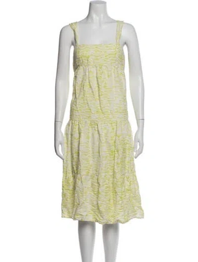 Pre-owned Hunter Printed Midi Length Dress In Yellow