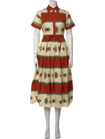 Pre-owned Hunter Printed Midi Length Dress In Yellow