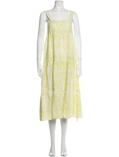 Pre-owned Hunter Printed Midi Length Dress In Yellow